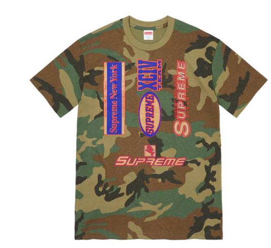 Supreme Multi Logos Tee Woodland Camo