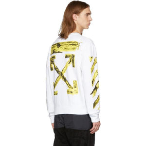 Off-White White & Yellow Acrylic Arrows Long Sleeve T-Shirt