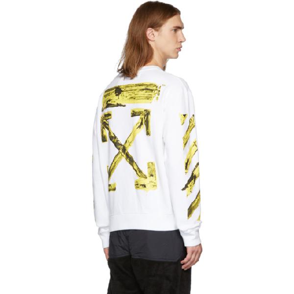 Off-White White & Yellow Acrylic Arrows Long Sleeve T-Shirt