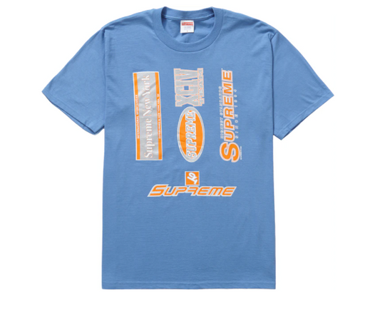 Supreme Multi Logos Tee Dusty Light Royal