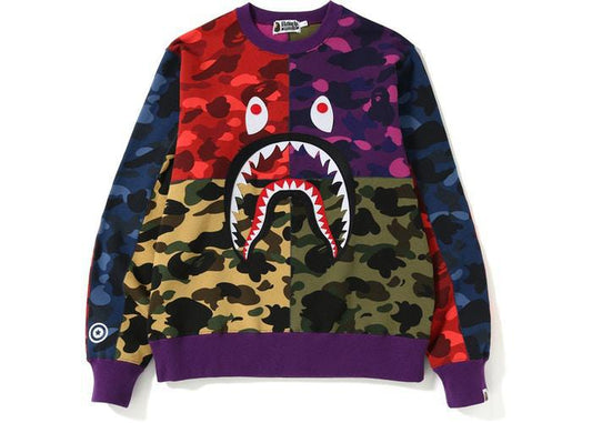 BAPE Mix Camo Shark Crazy Sweatshirt Multi