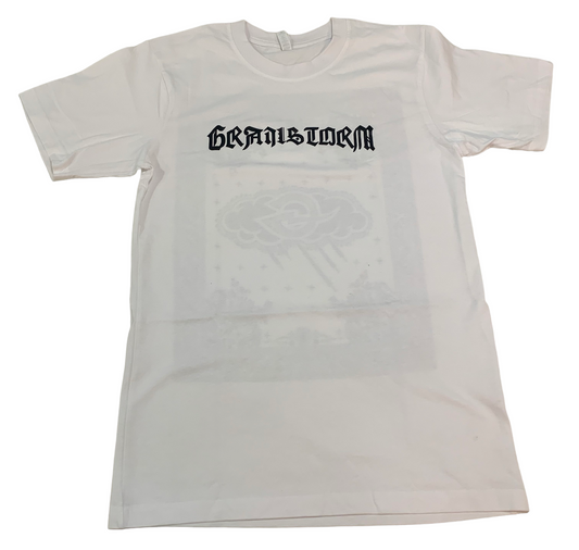 White Grailstorm Paisley T-Shirt W/ Black Text