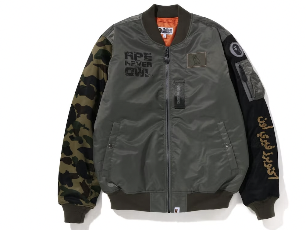 BAPE x OVO Loose Fit MA-1 Jacket Olive Drab