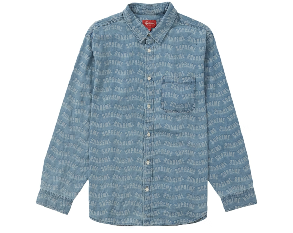 Supreme Arc Jacquard Denim Shirt Blue