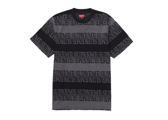 Supreme Text Stripe Jacquard S/S Top Black