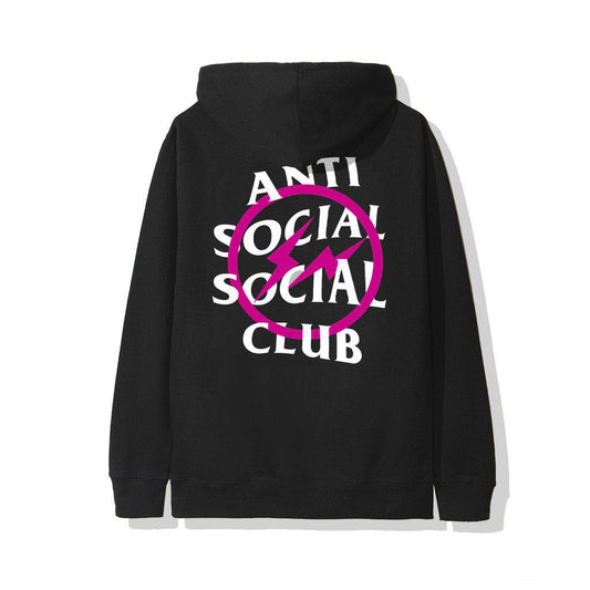 ASSC x fragment pink bolt hoodie black