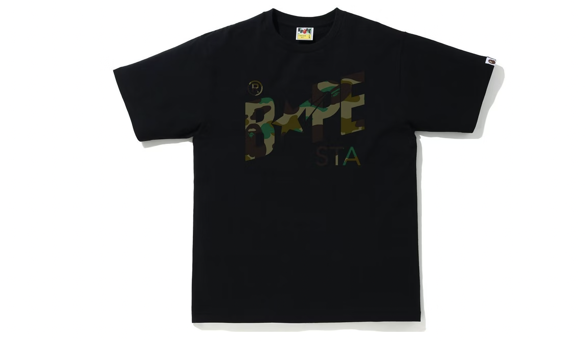 BAPE 1st Camo Bapesta Logo Tee Black/Green