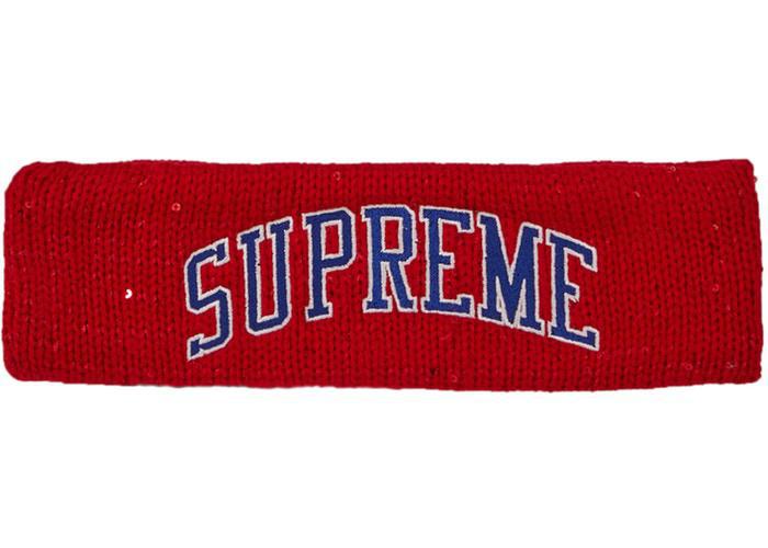 Supreme New Era Sequin Arc Logo Headband Red