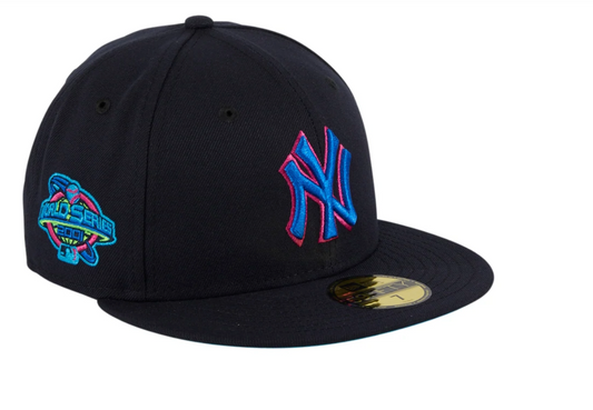 EXCLUSIVE NEW ERA 59FIFTY CYBERPUNKS NEW YORK YANKEES 2001 WORLD SERIES PATCH HAT - NAVY WITH PIN
