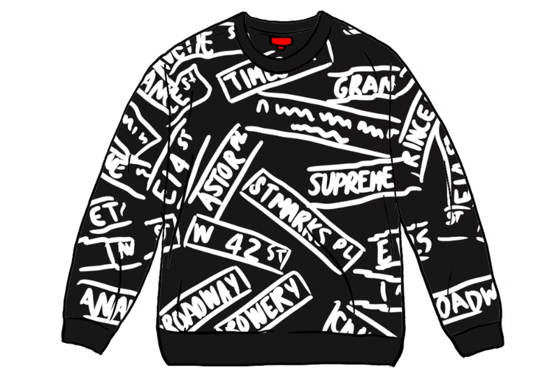 Supreme Street Signs Sweater Black