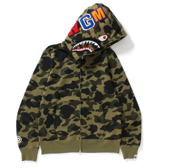 BAPE 1st Camo Shark Full Zip Hoodie Green NTWRK