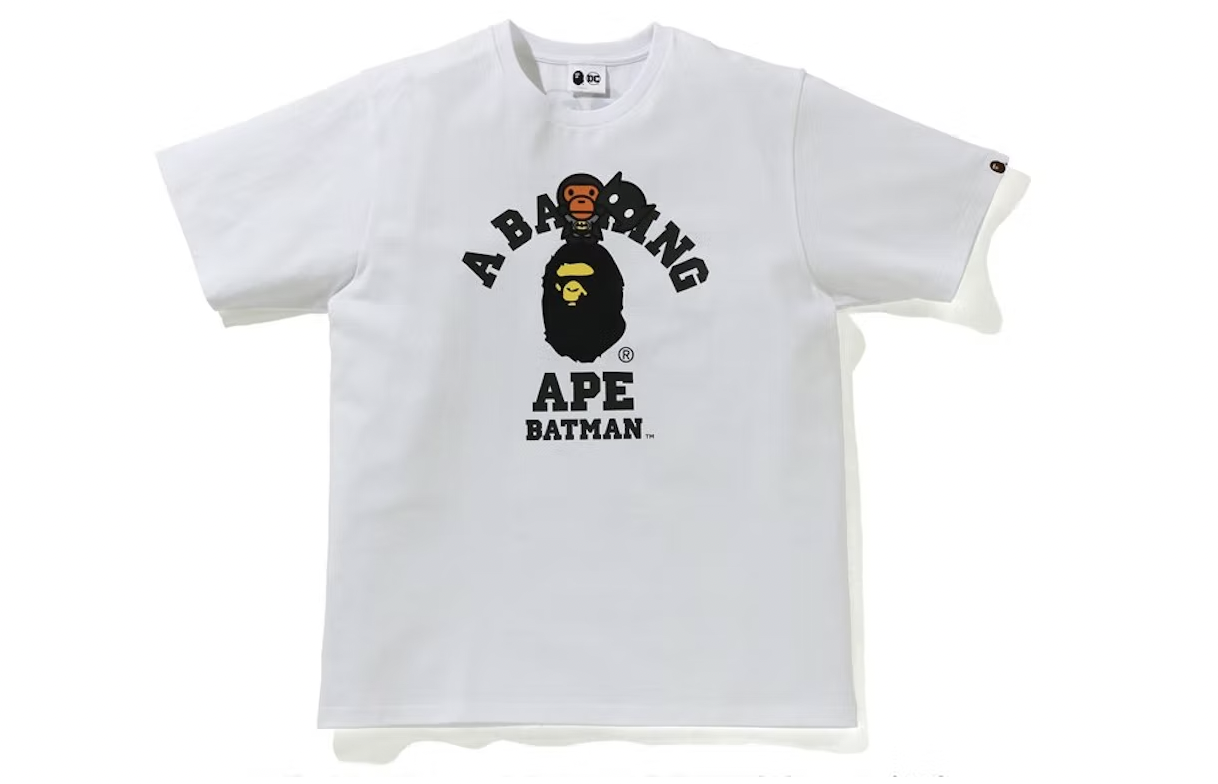 BAPE x DC Baby Milo Batman College Tee White