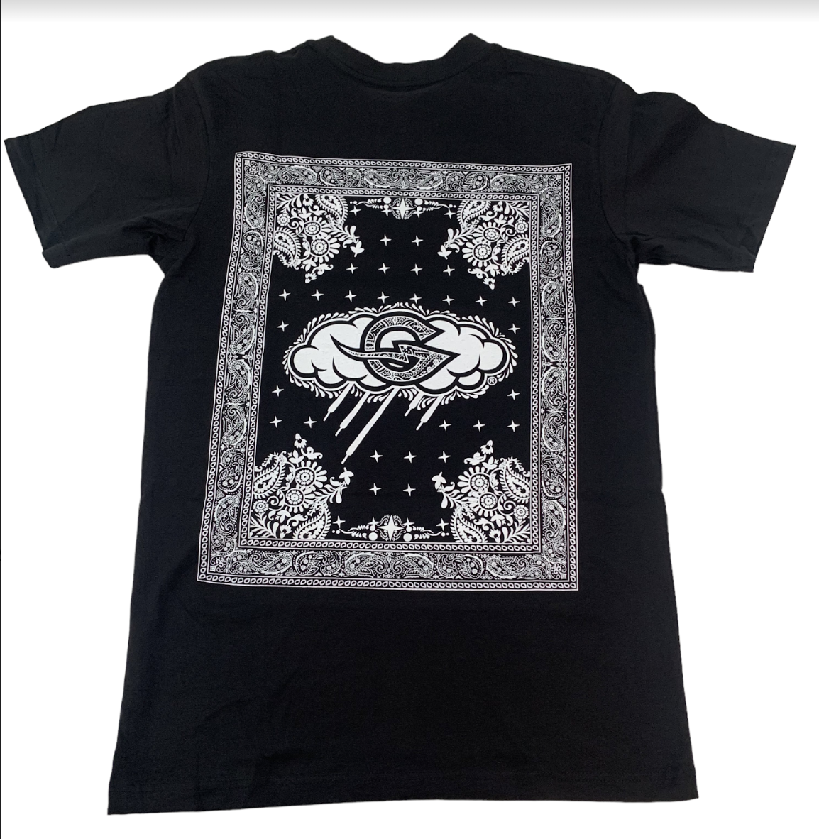 Black Grailstorm Paisley T-Shirt W/ White Text