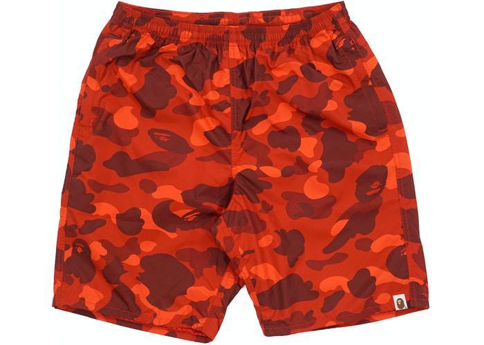 BAPE Ultimate Color Camo Beach Shorts Red