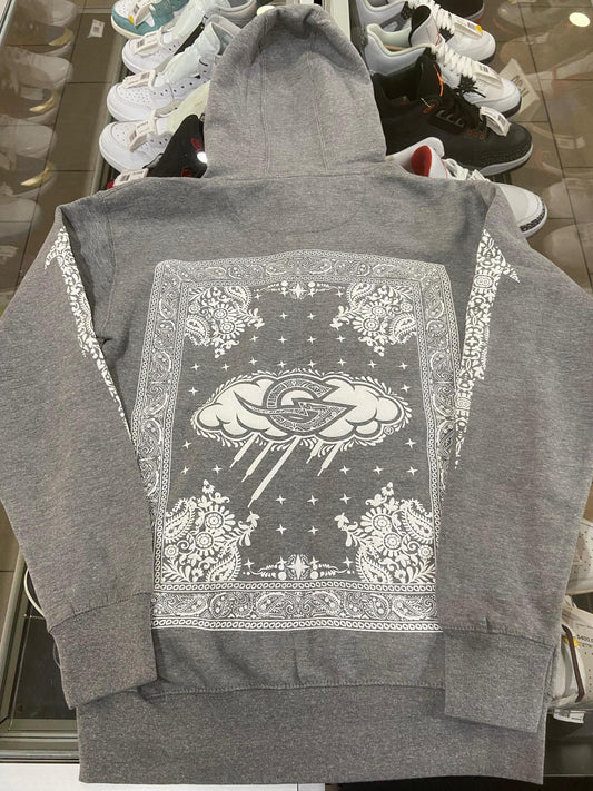 GrailStorm Paisley Hoodie Grey Puff Print