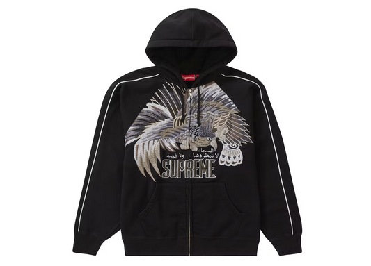 Supreme Falcon Raglan Zip Up Hooded Sweatshirt Black