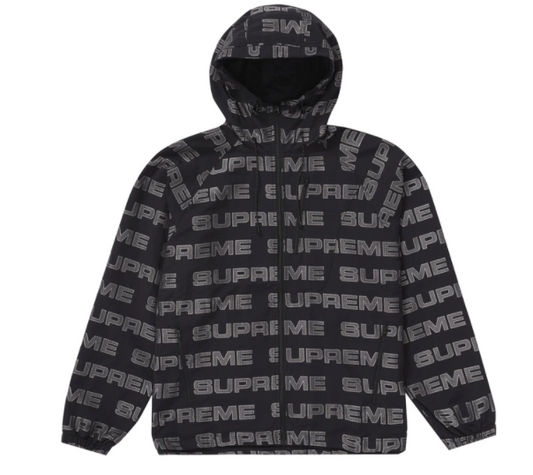 Supreme Logo Ripstop Hooded Track Jacket Black