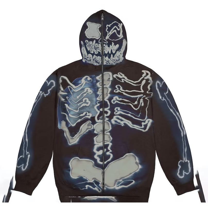 Travis Scott Cactus Jack For Fragment Skeleton Graffiti Full Zip Hoodie Multi