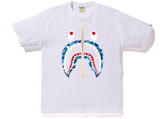 BAPE ABC Gold Zip Shark Tee White/Blue