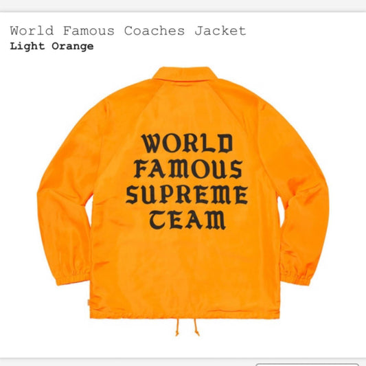 Supreme World Famous Coaches Jacket Light Orange