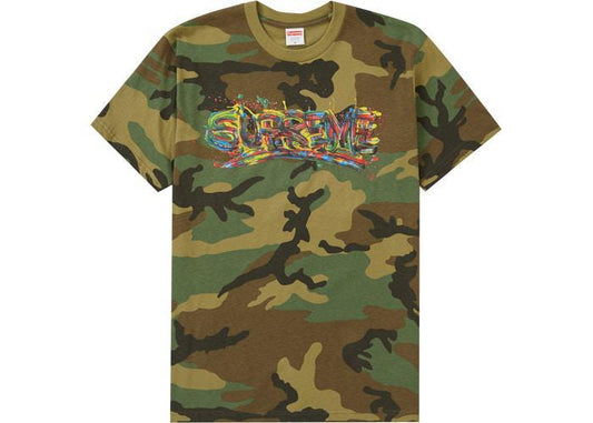 Supreme Paint Logo Tee Woodland Camo